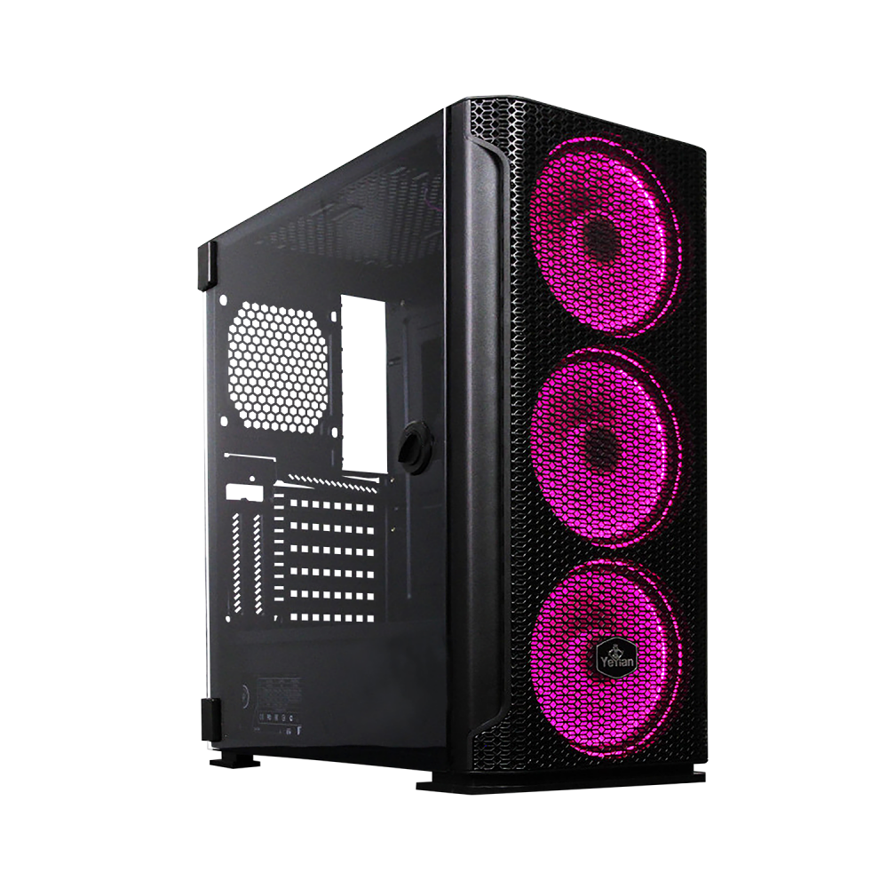 Gabinete Yeyian Hollow 2500, Midi-Tower, ATX/EATX/Micro-ATX/Mini-ITX, USB 3.0, sin Fuente, 3 Ventiladores Instalados, Negro 