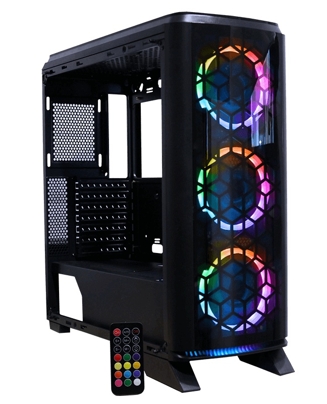 Gabinete Yeyian Knight 2200 con Ventana RGB, Full-Tower, ATX, USB 3.0, sin Fuente, Negro