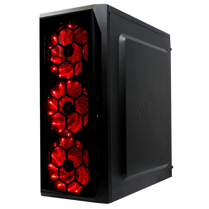 Gabinete Yeyian Mayhem 1200 con Ventana LED Rojo, Midi-Tower, ATX, USB 3.0, sin Fuente, Negro
