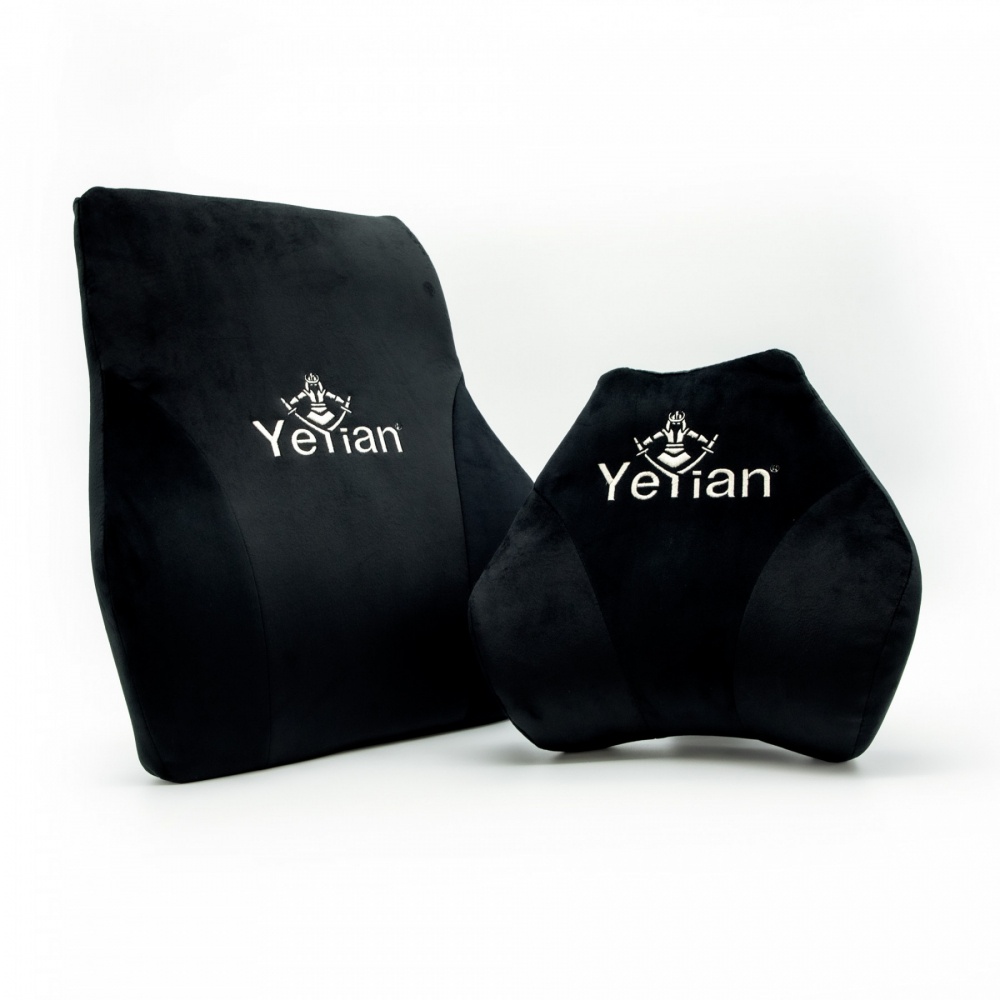 Yeyian Kit de Almohadas Aren Serie 2500 para Silla Gamer, Lumbar y Cervical, Negro