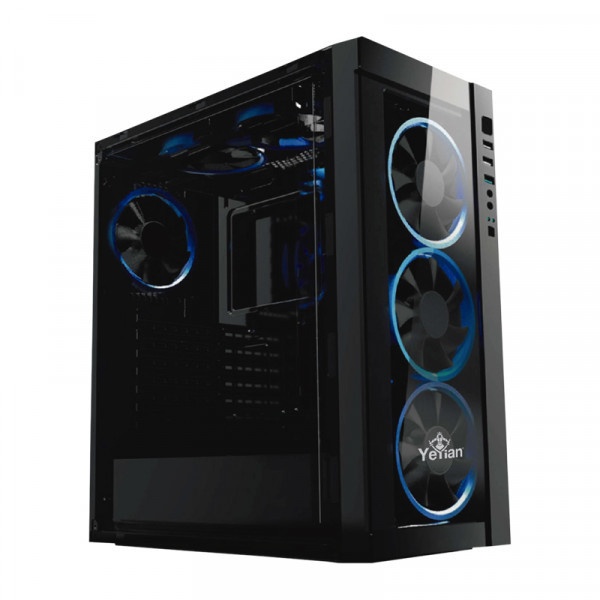 Gabinete Yeyian Blade 2100 con Ventana LED Azul, Midi-Tower, ATX/Micro-ATX, USB 2.0/3.1, sin Fuente, 1 Ventilador LED Instalado, Negro