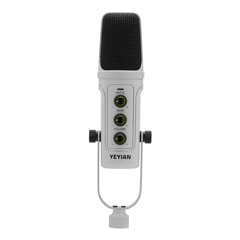 Yeyian Kit Microfono para Streaming Agile NL, USB, Blanco ― incluye Soporte de Brazo, Soporte U de Escritorio, Filtro, Abrazadera y Cable USB
