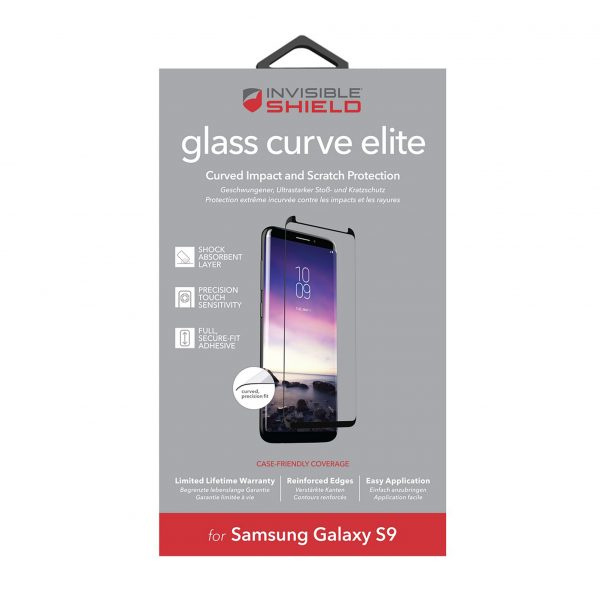 Zagg Protector de Pantalla para Samsung Galaxy S9 Plus, Vidrio Templado, Negro/Transparente