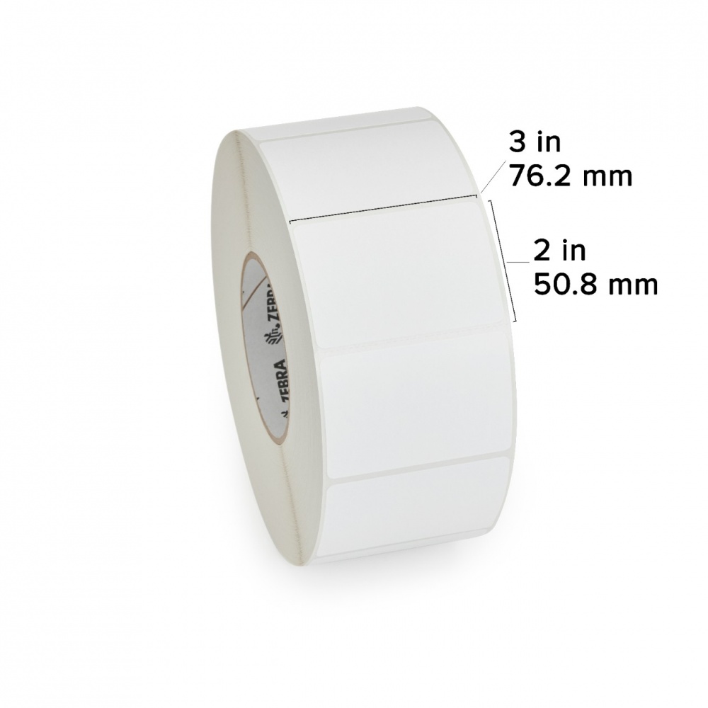 Zebra Rollo de Etiquetas PolyPro 3000T, 3" x 2", 2440 Etiquetas, Blanco, 4 Piezas