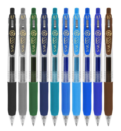 Zebra Papeleria Bolígrafo de Gel 808STWMDE010, Punto Mediano 0.7mm, Multicolor, 10 Piezas