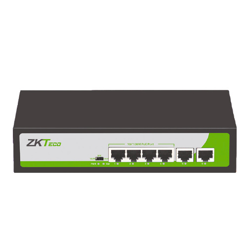Switch ZKTeco Fast Ethernet PE042-55-C, 6 Puertos 10/100Mbps (4x PoE), 1.2 Gbit/s, 1000 Entradas - No Administrable