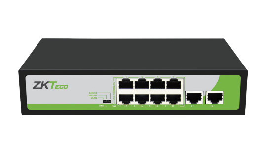 Switch ZKTeco Fast Ethernet PE082-120-C, 10 Puertos 10/100Mbps (8x PoE), 2 Gbit/s, 1000 Entradas - No Administrable