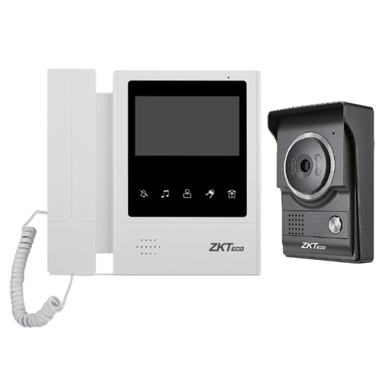 ZKTeco Kit Videoportero Analógico VDPO4-B4 Kit, Monitor de 4.3",  Altavoz, Alámbrico, Negro/Blanco