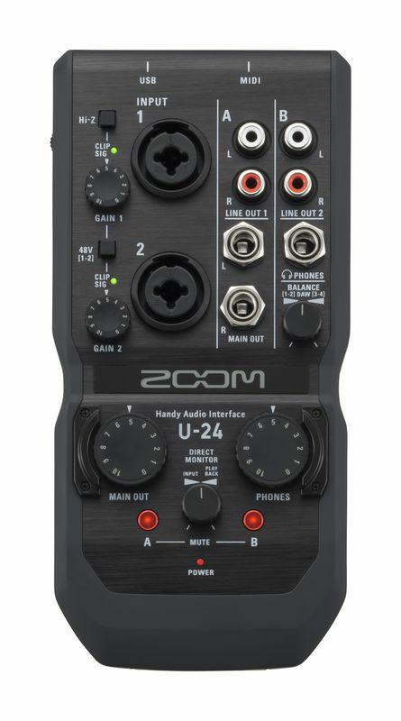 Zoom Interfaz de Audio Digital Portátil U-24, 24-bit, TRS/XLR, USB, Negro
