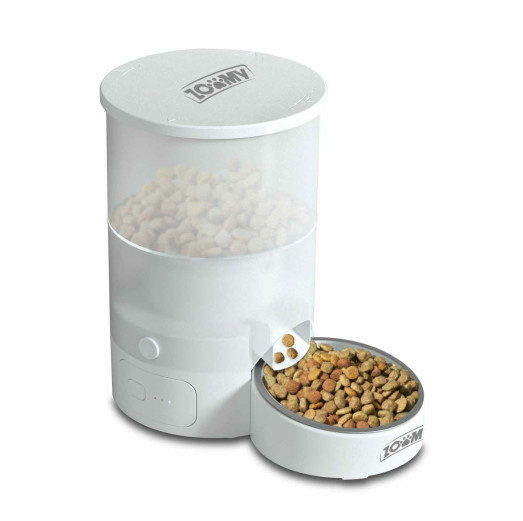 Zoomy Dispensador de Alimentos y Agua para Mascotas ZPF01, 3 Litros, Control de Aplicación, Blanco