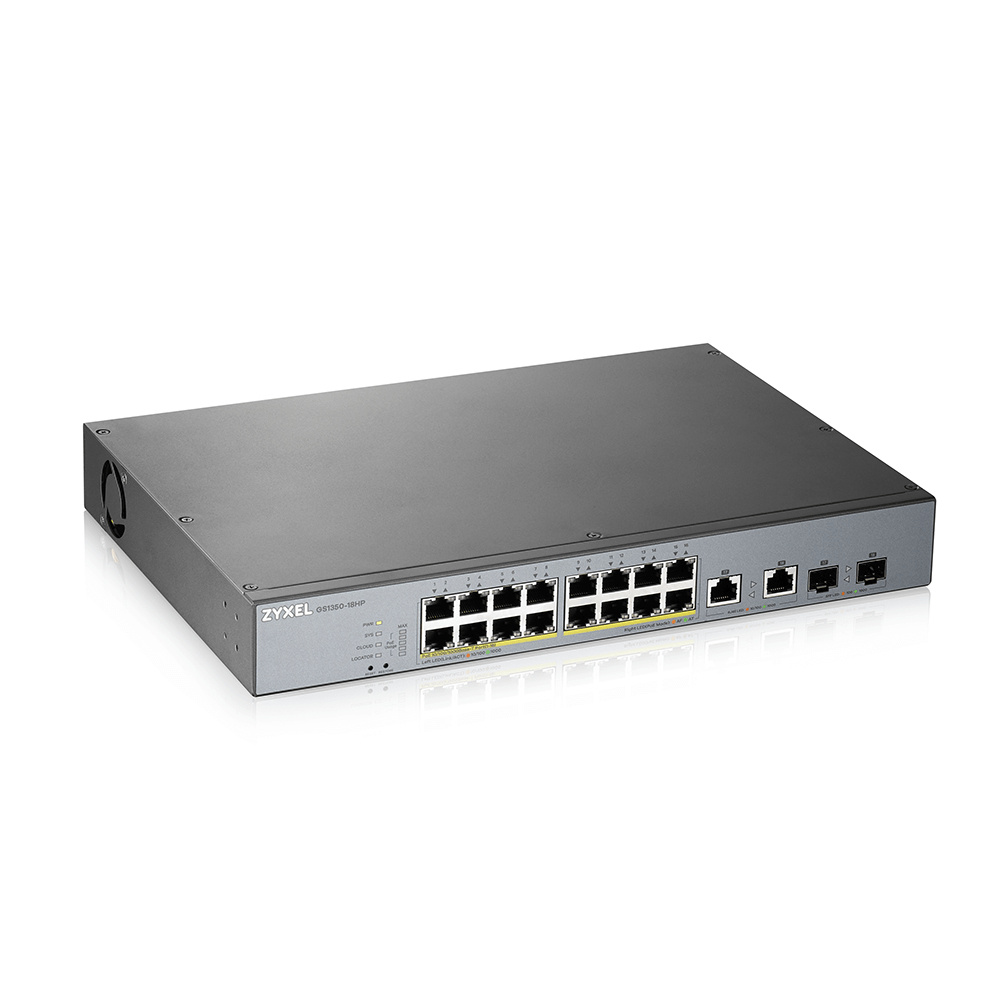 Switch Zyxel Gigabit Ethernet GS1350-18HP, 16 Puertos PoE 10/100/1000Mbps + 2 Puertos SFP, 36 Gbit/s, 8.000 Entradas - Administrable