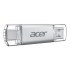 Memoria USB Acer UT300, 16GB, USB-A/USB-C 3.2 Gen 1, Lectura 150MB/s, Plata