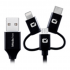 Acteck Cable USB-A Macho - USB-C/USB-A/Lightning Macho, 1.20 Metros, Negro  1