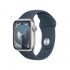 Apple Watch Series 9 GPS, Caja de Aluminio Color Plata de 41mm, Correa Deportiva M/L Color Azul Tormenta  1