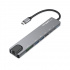 ArgomTech Hub USB-C Macho, 1x HDMI, 2x USB 3.0, 2x USB-C, 1x SD, 1x MicroSD, 1x RJ-45, Gris  1