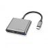 ArgomTech Hub USB-C Macho, 1x HDMI, 1x USB 3.0, 1x USB-C, Gris  1