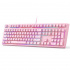 Teclado Gamer Aukey KM-G15 RGB, Teclado Mecánico, Alámbrico, Rosa (Inglés)  1