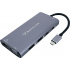 Batauro Hub USB-C Macho - 1x HDMI, 1x VGA, 2x USB 3.0, 2x USB-C, 1x SD, 1x Micro-SD 1x 3.5mm, Gris  1