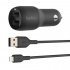 Belkin Cargador para Auto CCD001BT1M, 2x USB-A, con Cable Lightning - USB, Negro  1