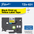 Brother Cinta TZE631G Negro sobre Amarillo, Transferencia Térmica, 12 mm x 8 Metros, 1 Pieza  1