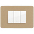 Bticino Placa de Pared JA4803BBQ, 3 Puertos, Natural  1