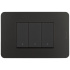 Bticino Placa Ciega de Pared JA4803JBQ, 3 Puertos, Negro - incluye Chasis  1