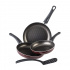 Cinsa Juego de Sartenes Buenos Aires, 4 Piezas, Antiadherente, Negro/Café  1