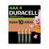 Duracell Pila Recargable AAA, 1.2V, 4 Piezas