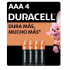 Duracell Pila AAA, 1.5V, 4 Piezas  1