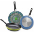 Ekco Juego de Sartenes, 3 Piezas, Antiadherente, Aluminio, Multicolor/Azul/Verde  1