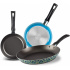Ekco Juego de Sartenes, 3 Piezas, Antiadherente, Aluminio, Multicolor/Azul/Verde  6