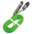 Ghia Cable de Carga 2 en 1 USB Macho - Micro USB/Lightning Macho, 1 Metro, Verde, para iPhone/iPad/Smartphone