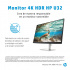 Monitor HP U32 LED 31.5", 3840x2160 4K Ultra HD, 60Hz, HDMI, Plata  - Imagen adicional 4