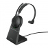 Jabra Monoaural Evolve2 65 MS Mono, Inalámbrico, Bluetooth, 1.2 Metros, USB, Negro, con Base de Carga  1