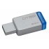 Memoria USB Kingston DataTraveler 50, 64GB, USB 3.0, Plata/Azul  1