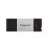 Memoria USB Kingston DataTraveler 80, 256GB, USB 3.2, Lectura 200MB/s, Escritura 60MB/s, Negro/Plata