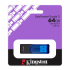 Memoria USB Kingston DataTraveler Exodia S, 64GB, USB-A 3.2 Gen 1, Negro/Azul