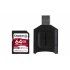Memoria Flash Kingston Canvas React Plus, 64GB SD UHS-II Clase 10, con Adaptador USB  1