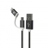 Klip Xtreme Cable de Carga con Certificación MFi USB A Macho - Micro USB B/Lightning Macho, 1 Metro, Negro, para iPhone/iPad/iPod  1