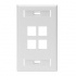 Leviton Placa de Pared QuickPort con Ventanas ID, 4 Puertos, Blanco  1