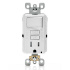 Leviton Tomacorriente GFSW1-W, 1 Enchufe + 1 Apagador, 125V, 15A, Blanco  1