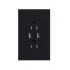 Lutron Placa de Pared, 2 Puertos + 2 USB, Negro