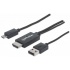 Manhattan Cable HDMI + USB Macho - HDMI Macho, 1080p, Negro  1