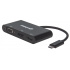 Manhattan Hub USB-C Macho - 1x HDMI Hembra, 1x Display Port Hembra, 1x VGA Hembra, Negro  1