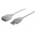 Manhattan Cable USB A Macho - USB A Hembra, 1.8 Metros, Plata  1