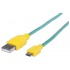 Manhattan Cable con Recubrimiento Textil USB 2.0 A Macho - Micro USB 2.0 B Macho, 1 Metro, Turquesa/Amarillo  1
