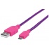 Manhattan Cable con Recubrimiento Textil USB 2.0 A Macho - Micro USB 2.0 B Macho, 1.8 Metros, Rosa/Morado  1