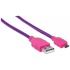 Manhattan Cable con Recubrimiento Textil USB 2.0 A Macho - Micro USB 2.0 B Macho, 1.8 Metros, Rosa/Morado  2