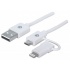 Manhattan Cable de Carga 2 en 1 iLynk, USB A Macho - micro-USB B Macho/Lightning Macho, 1 Metro, Blanco, para iPhone/iPad/Smartphone/Tablet  1