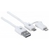 Manhattan Cable de Carga 2 en 1 iLynk, USB A Macho - micro-USB B Macho/Lightning Macho, 1 Metro, Blanco, para iPhone/iPad/Smartphone/Tablet  2